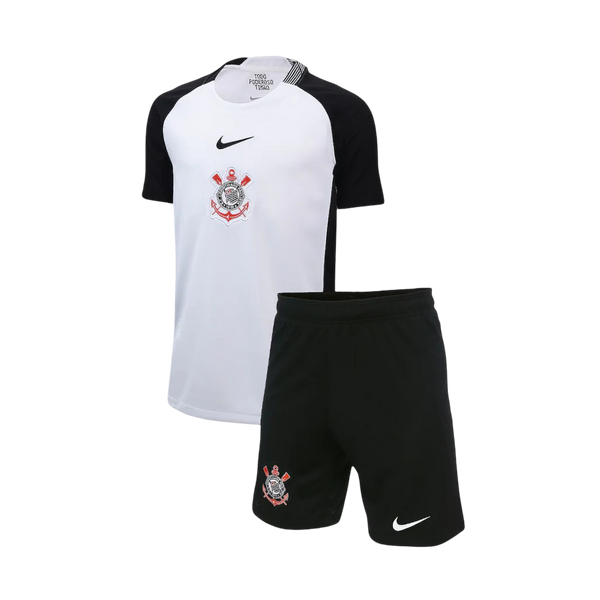 Conjunto Infantil Corinthians I 25/26 - Branco e Preto
