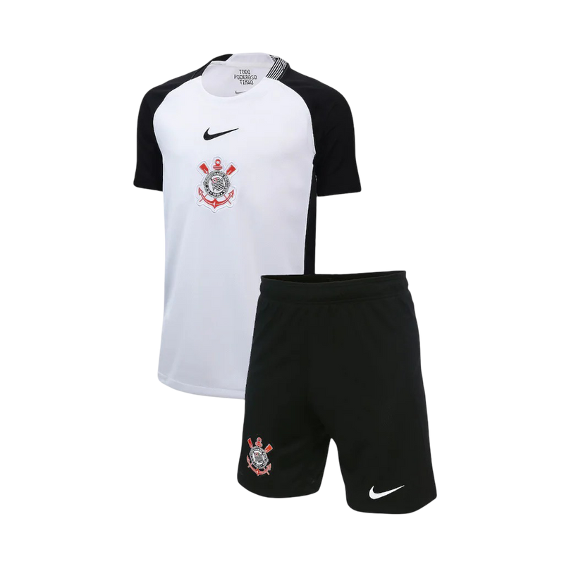 Conjunto Infantil Corinthians I 25/26 - Branco e Preto