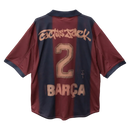 Camisa Barcelona Retrô x Travis Scott Cactus Jack 00/01 - Vermelha e Azul