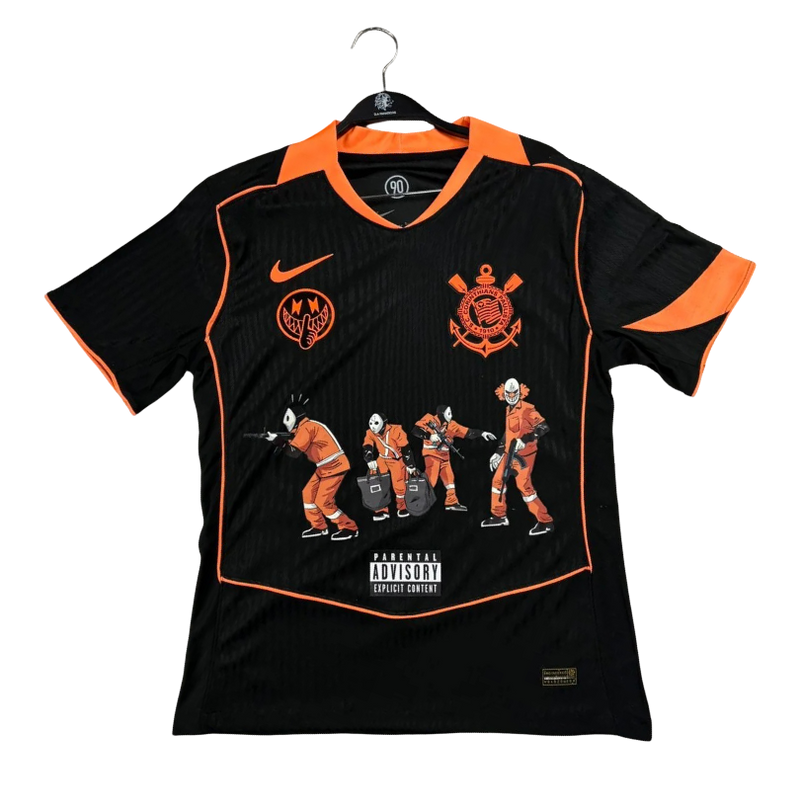 Camisa Corinthians x Racionais III 25/26 Jogador - Preta e Laranja