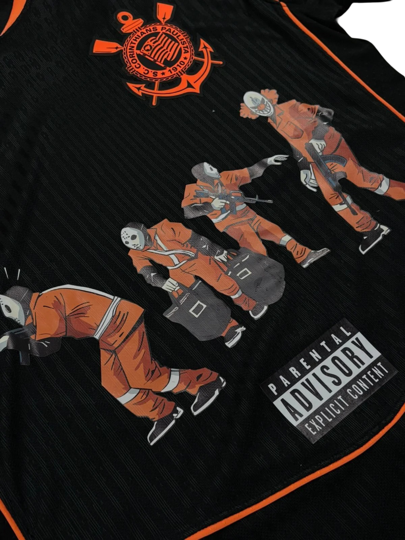 Camisa Corinthians x Racionais III 25/26 Jogador - Preta e Laranja