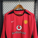 Camisa Manchester United Home Manga Longa 03/04 Retrô - Vermelha