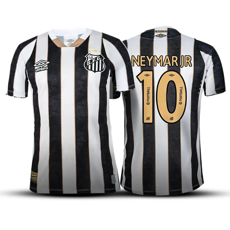 Camisa Santos Away 24/25 NEYMAR JR/10 - Branca e Preta