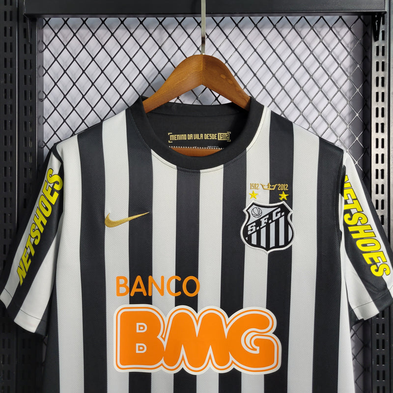 Camisa Santos Away 12/13 Retrô - Preta e Branca